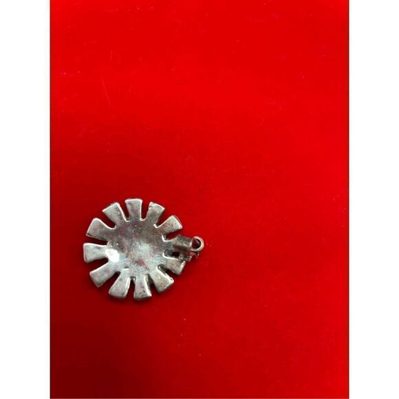 Vintage Sun Pendant Silver Real Turquoise Azurite Sugilite Coral Aztec 950 Rare - Picture 3 of 5